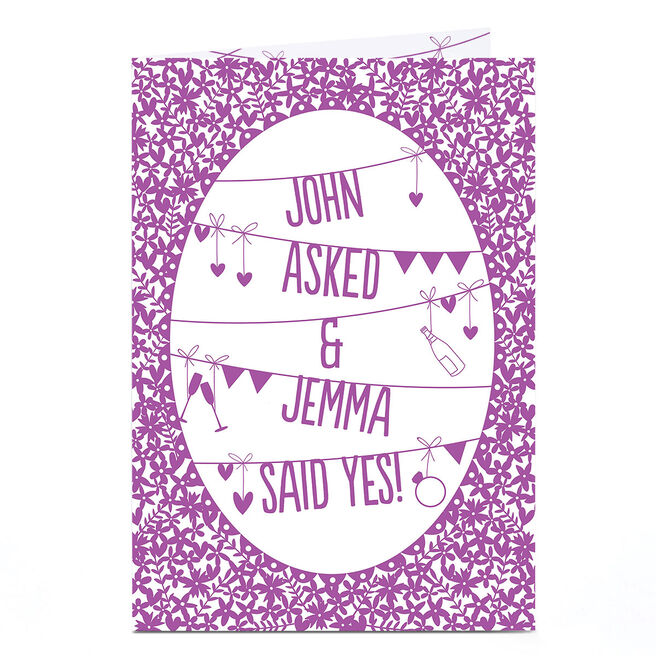 Personalised Engagement Card - Purple Bunting