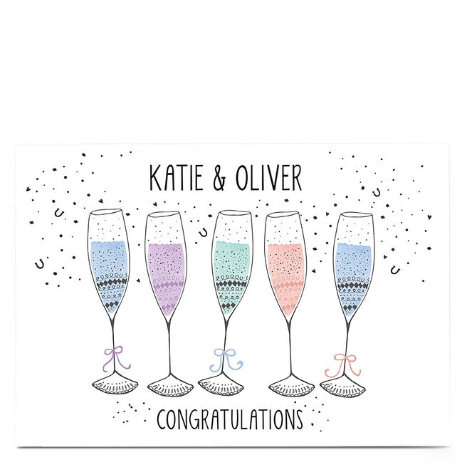 Personalised Card - Confetti & Champagne Flutes