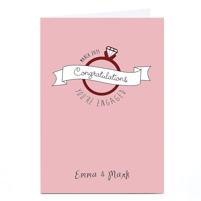 Personalised Engagement Card - Pink Diamond Ring