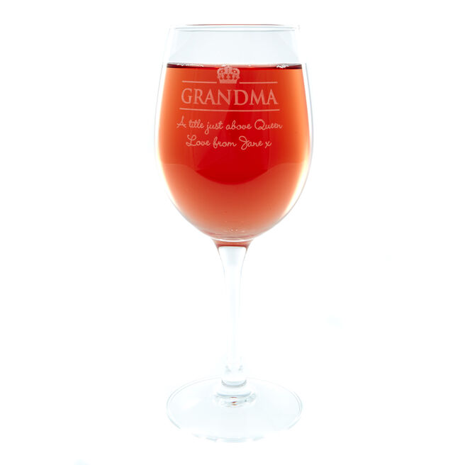 Personalised Wine Glass - Grandma Crown