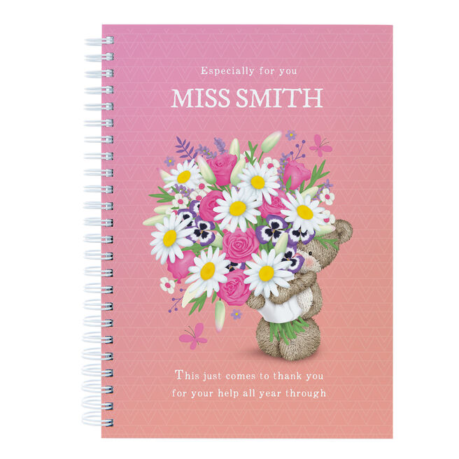 Personalised Thank You Teacher Notebook - Hugs Flower Bear