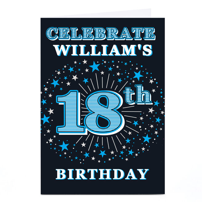 Personalised 18th Birthday Invitation - Blue Stars