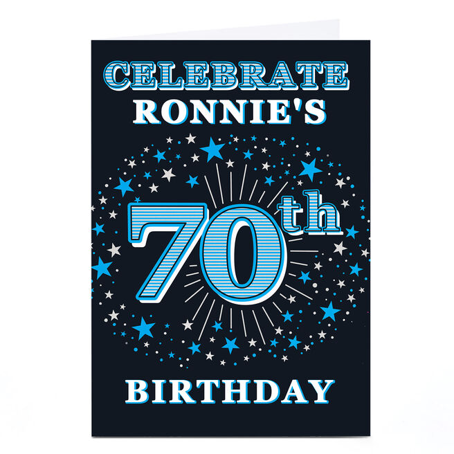 Personalised 70th Birthday Invitation - Blue Stars