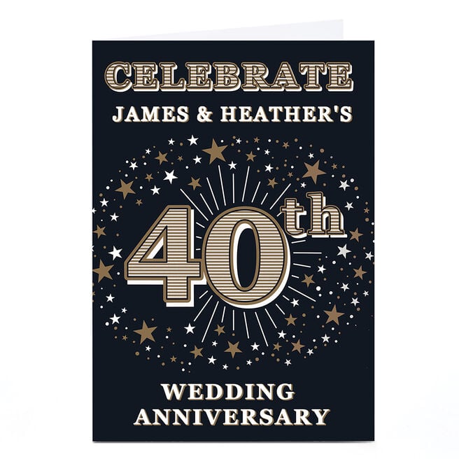 Personalised 40th Anniversary Invitation - Gold Stars