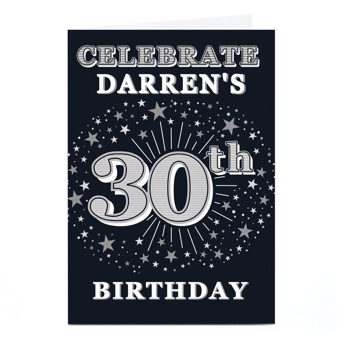 Personalised 30th Birthday Invitation - Silver Stars