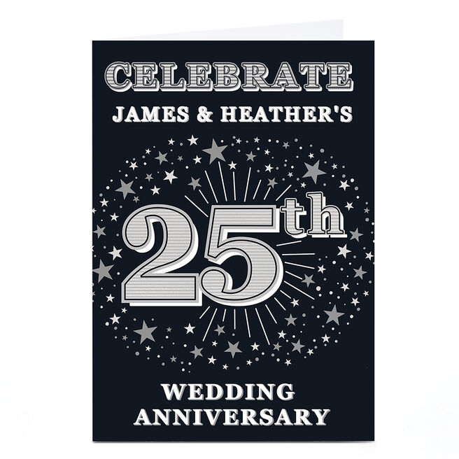 Personalised 25th Anniversary Invitation - Silver Stars