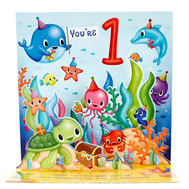 Boutique Collection 1st Birthday Pop-Up Card - Under The Sea