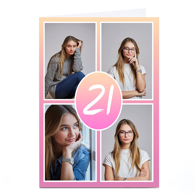 Photo 20th Birthday Card - Pastel Gradient, Editable Age