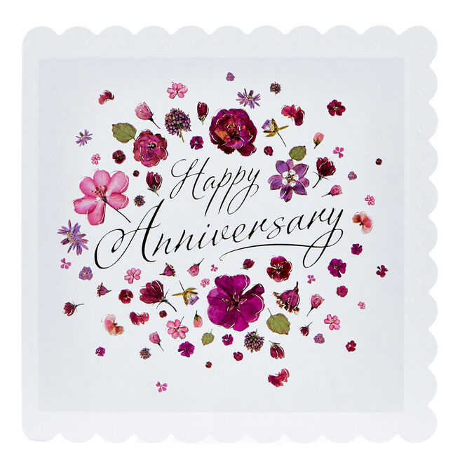 Anniversary Card - Purple & Gold Flowers 