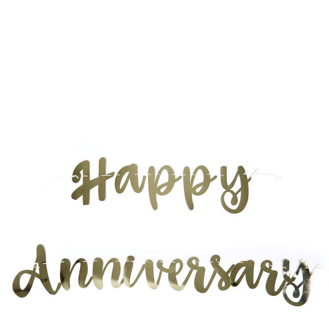 Gold Script Happy Anniversary Banner 