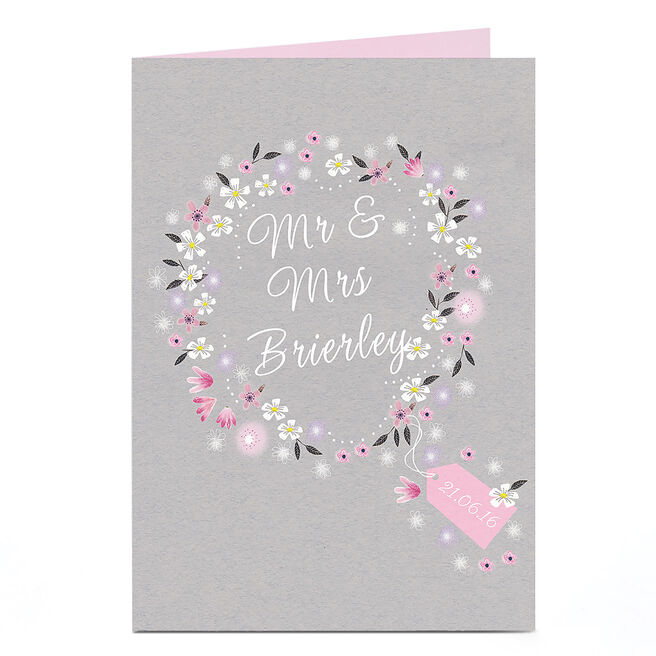 Personalised Wedding Card - Pretty Floral Wreath