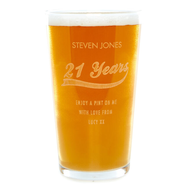 Personalised Birthday Years Pint Glass