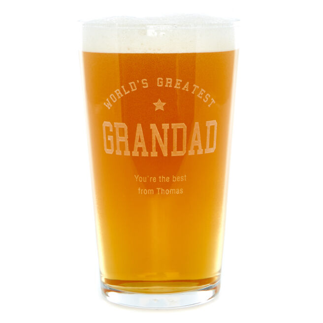 Personalised World's Greatest Grandad Pint Glass