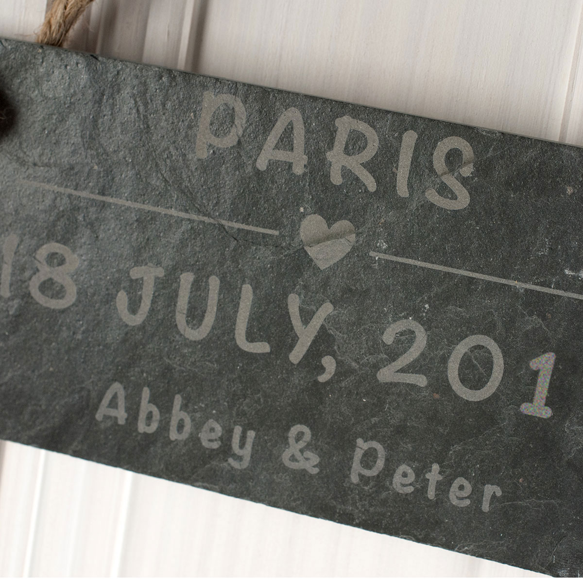 Personalised Engraved Hanging Slate Sign - Romantic Location