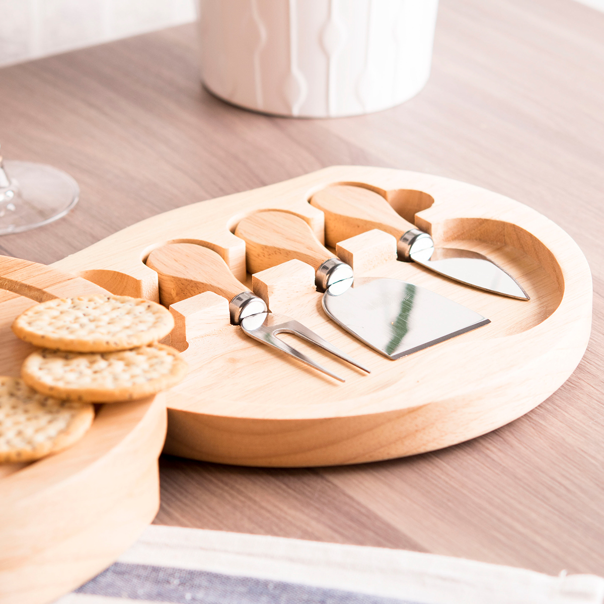 Personalised Engraved Wooden Cheeseboard Set - Two Names