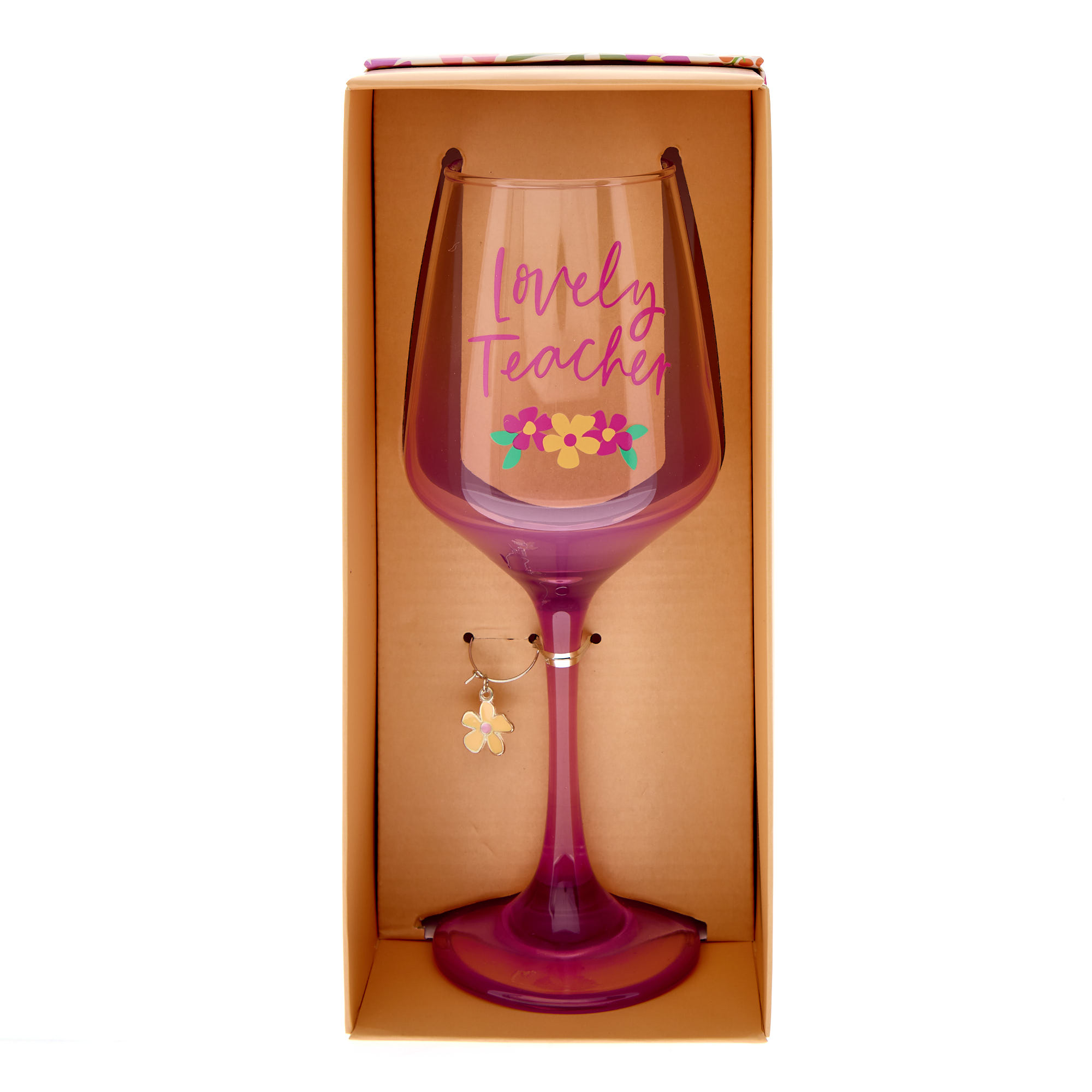 Lovely Teacher Floral Wine Glass