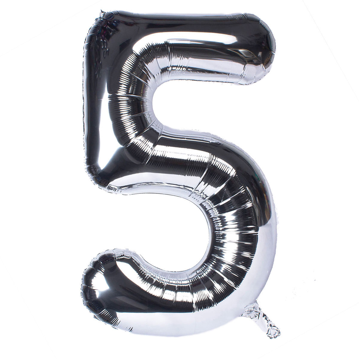 Silver Number 5 Foil Giant Helium Balloon (Deflated)