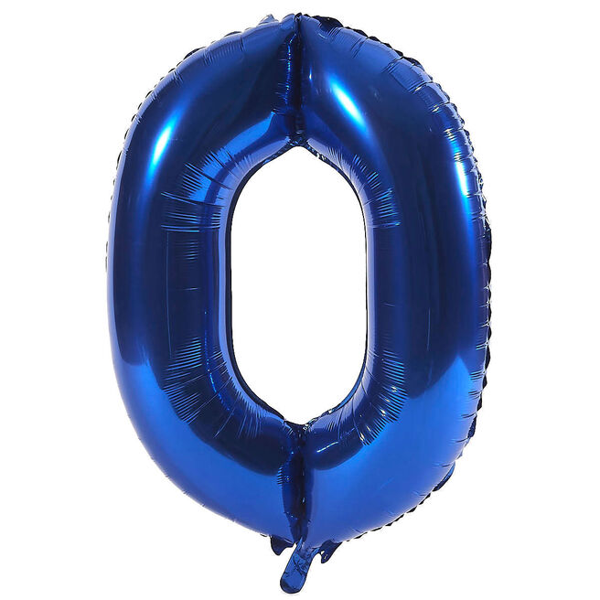 Blue Number 0 Foil Giant Helium Balloon (Deflated)