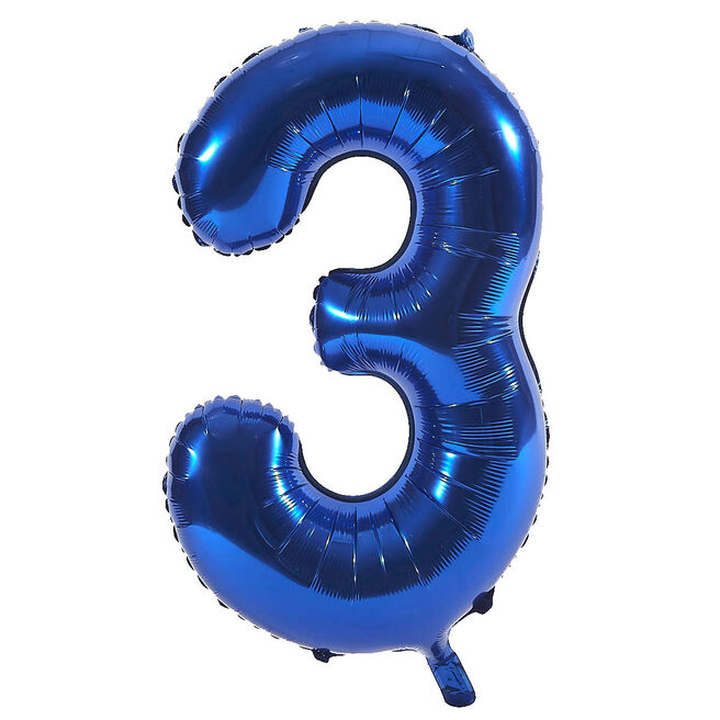 Blue Number 3 Foil Giant Helium Balloon (Deflated) 