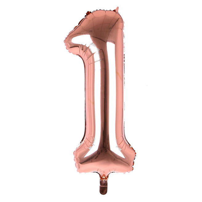 Rose Gold Number 1 Giant Foil Helium Balloon INFLATED 