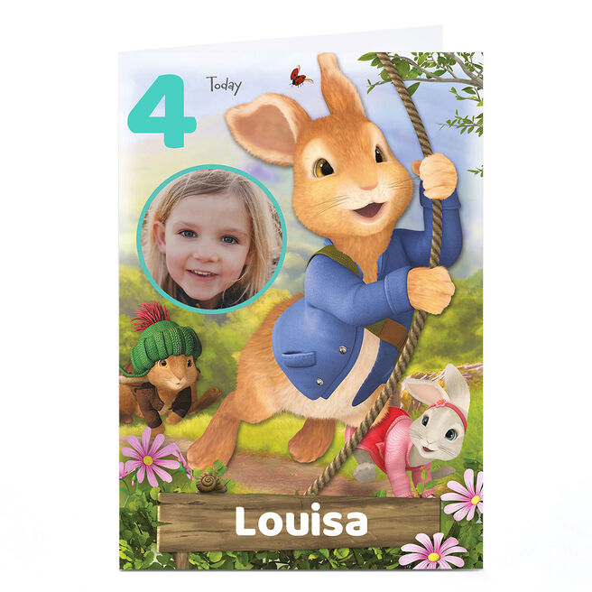 Photo Peter Rabbit Birthday Card, Editable Age & Recipient