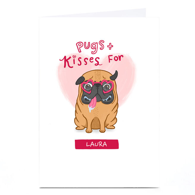 Personalised Blue Kiwi Card - Pugs + Kisses