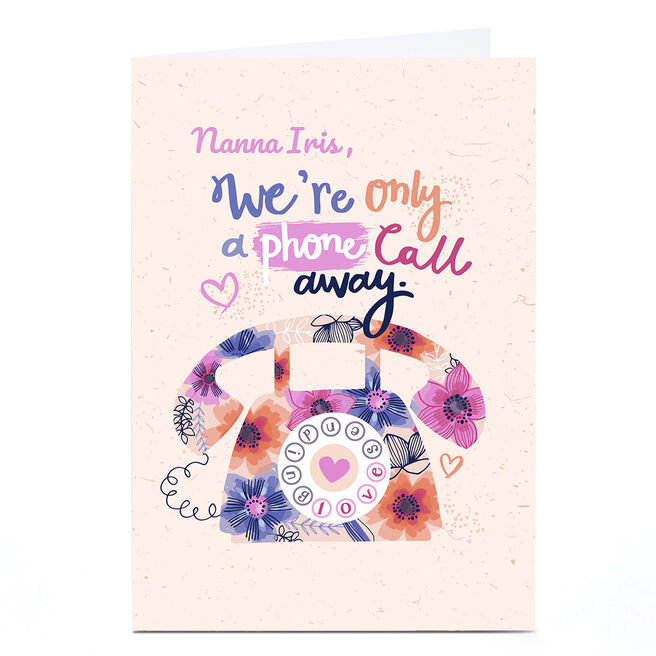 Personalised Bev Hopwood Card - A Phone Call Away, Peach