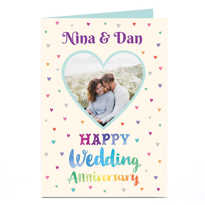 Photo Anniversary Card - Rainbow Hearts