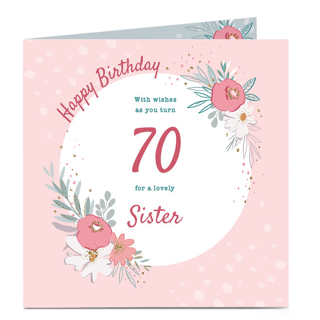 Personalised Birthday Card - With Wishes, Floral, Editable Age