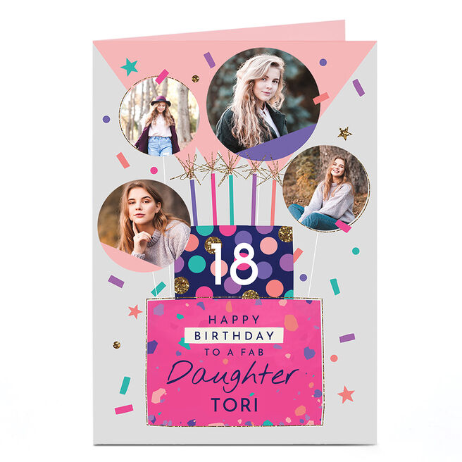 Photo Birthday Card - Fab Cake, Editable Age