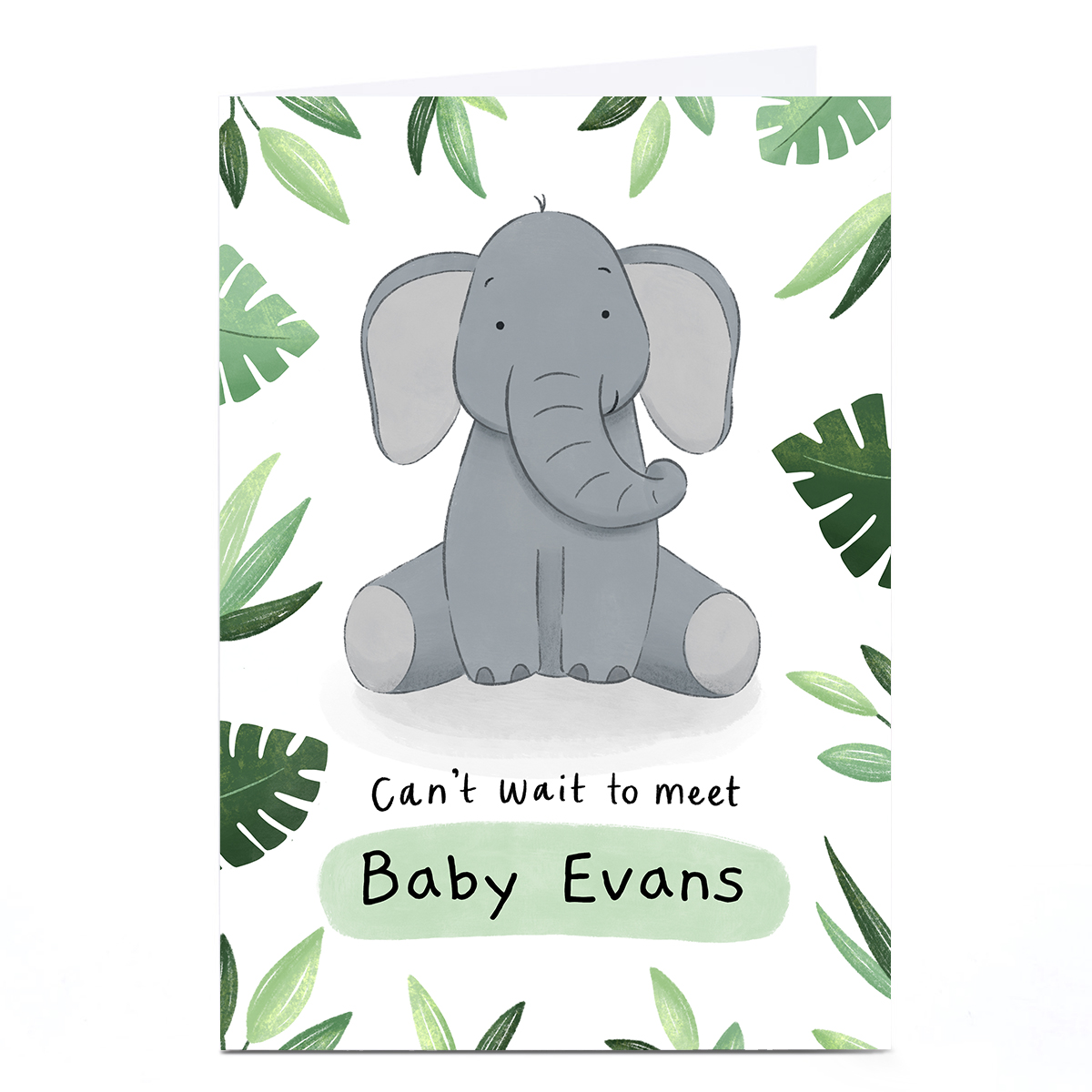 Personalised Chloe Fae New Baby Card - Elephant