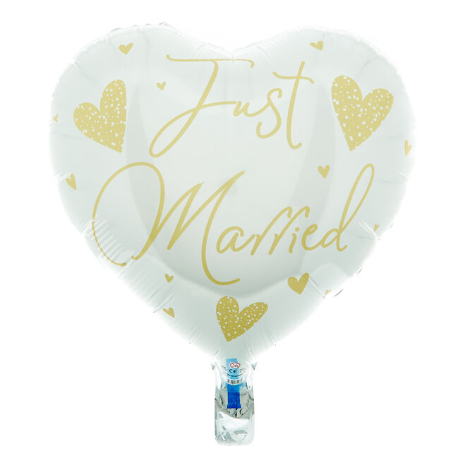 Just Married Heart 18-Inch Foil Helium Balloon