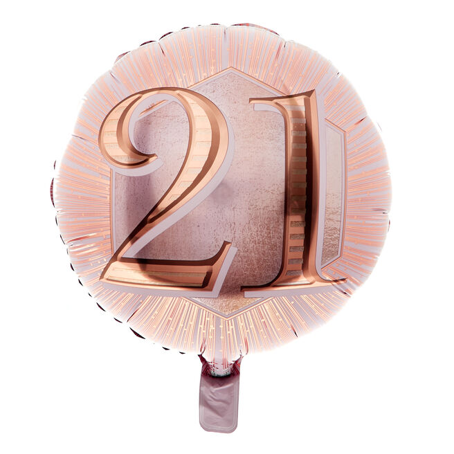 18-Inch Rose Gold 21st Birthday Foil Helium Balloon