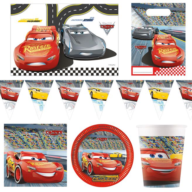 Cars 3 Party Tableware & Decorations Bundle - 16 Guests