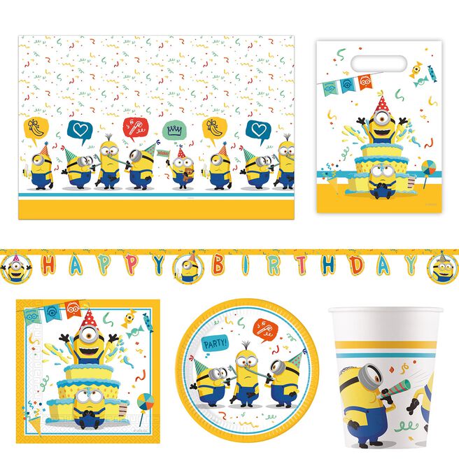 Minions: The Rise of Gru Party Tableware & Decorations Bundle - 16 Guests