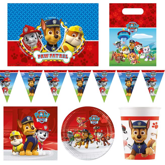 Paw Patrol Ready for Action Party Tableware & Decorations Bundle - 16 Guests