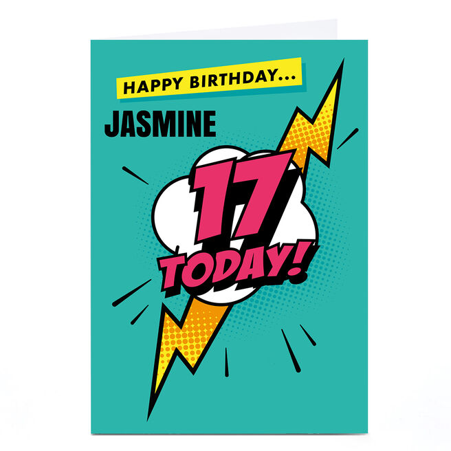 Personalised Hello Munki 17th Birthday Card - Pink Comic