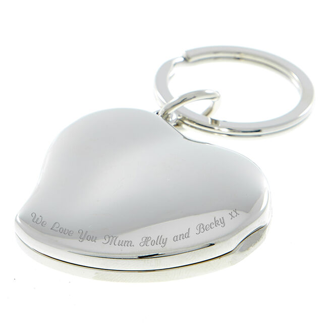 Engraved Photo Heart Locket Key Ring