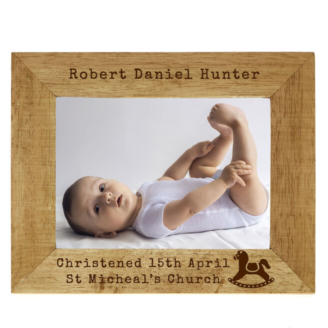 Personalised Engraved Wooden Photo Frame - Christening Day