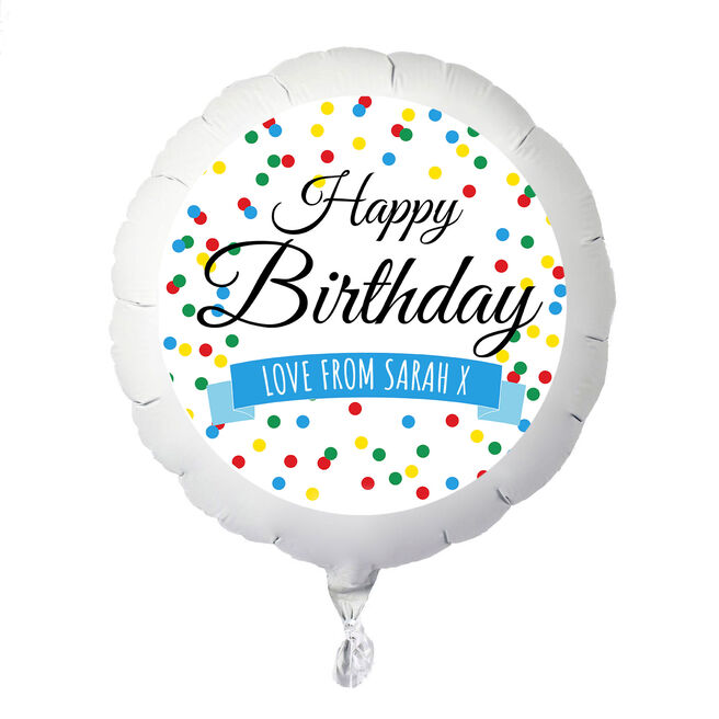 Personalised Large Helium Balloon - Happy Birthday, Spots