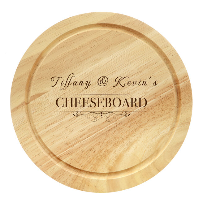 Personalised Engraved Wooden Cheeseboard Set - Two Names