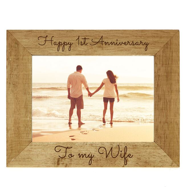 Personalised Engraved Wooden Photo Frame - Two Messages