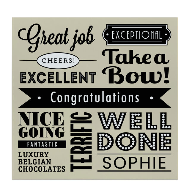 Personalised Belgian Chocolates - Congratulations, Black & Gold