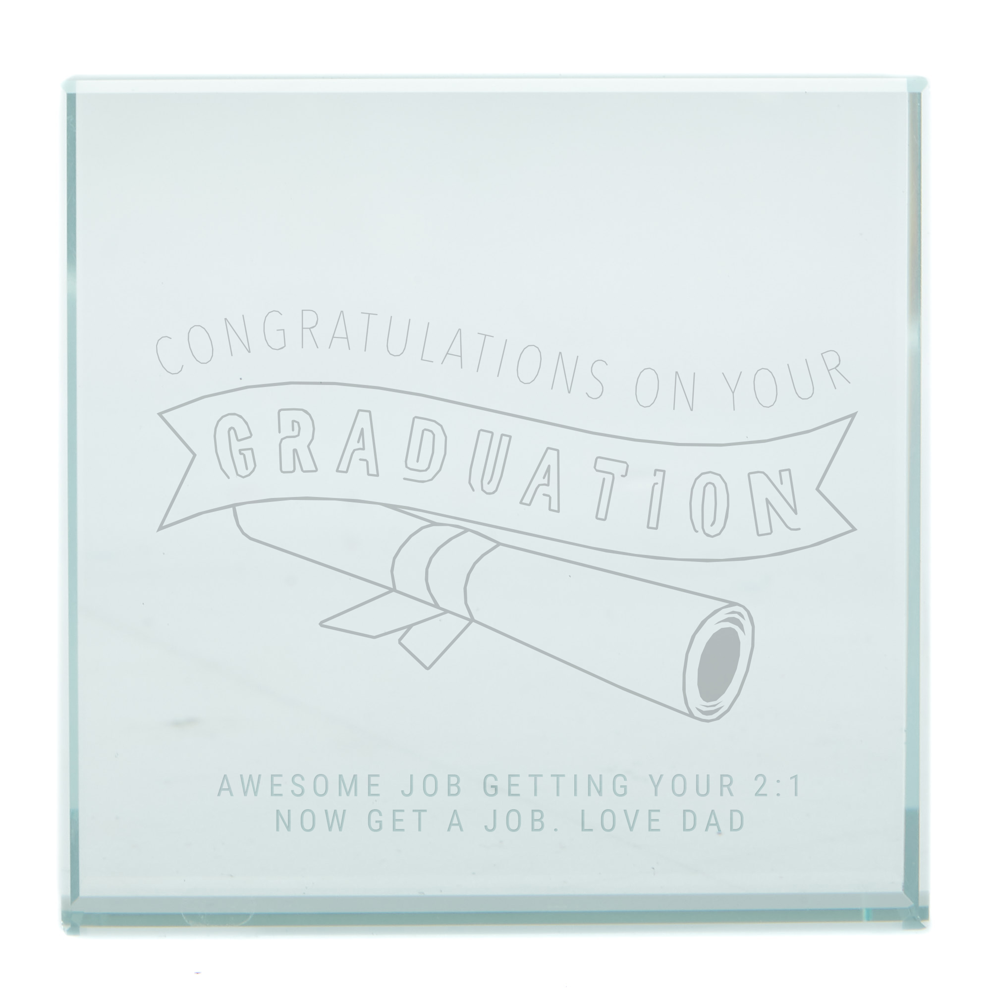 Personalised Engraved Glass Token - Congratulations On Your Graduation