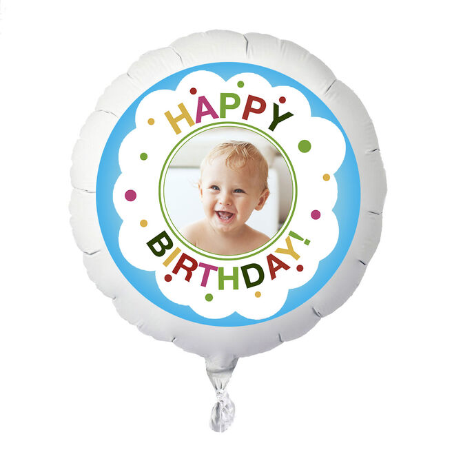 Photo Upload Large Helium Balloon - Happy Birthday, Dots