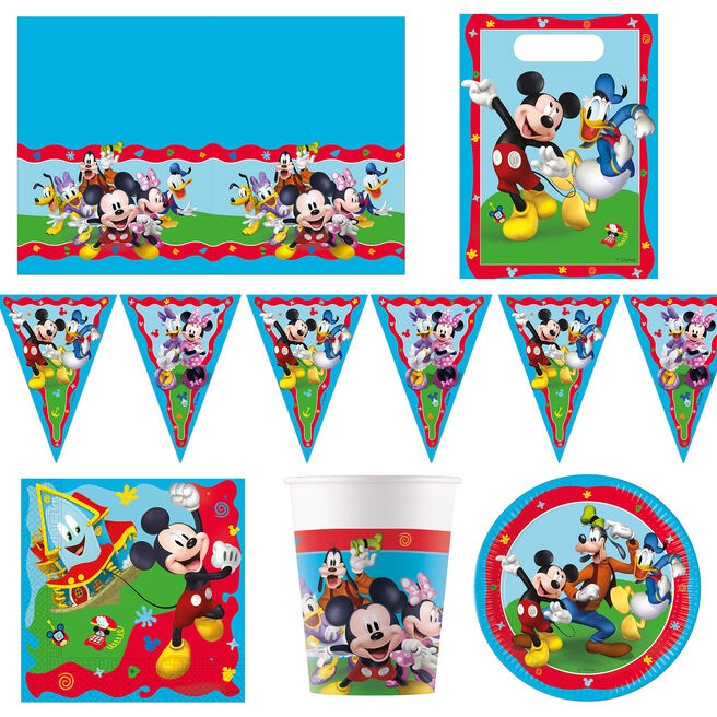 Mickey Rock The House Party Tableware & Decorations Bundle - 16 Guests