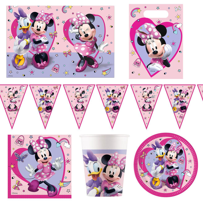 Minnie Junior Party Tableware & Decorations Bundle - 16 Guests