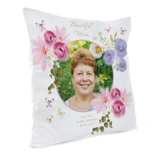 Photo Upload Cushion - Floral Frame