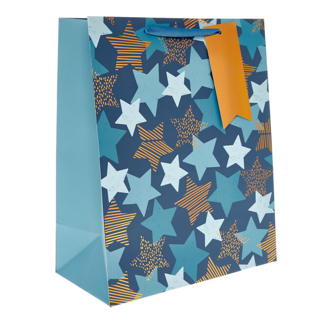 Blue Stars Large Portrait Gift Bag