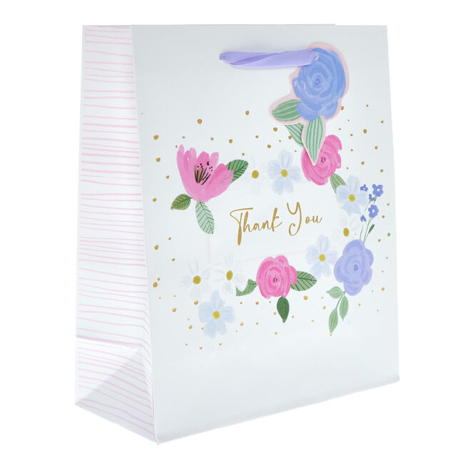 Floral Thank You Medium Portrait Gift Bag